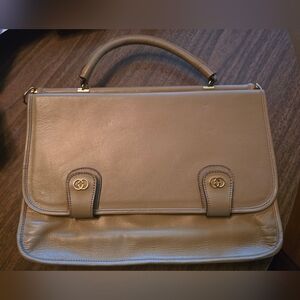 Vintage Gucci Tan Beige Leather Handbag